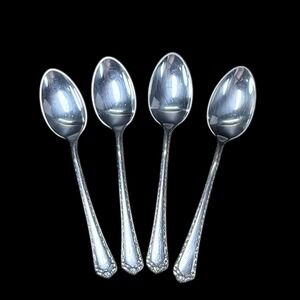Easterling Rosemary Sterling Silver 5 7/8" Teaspoon Set of 4 Vintage Flatware
